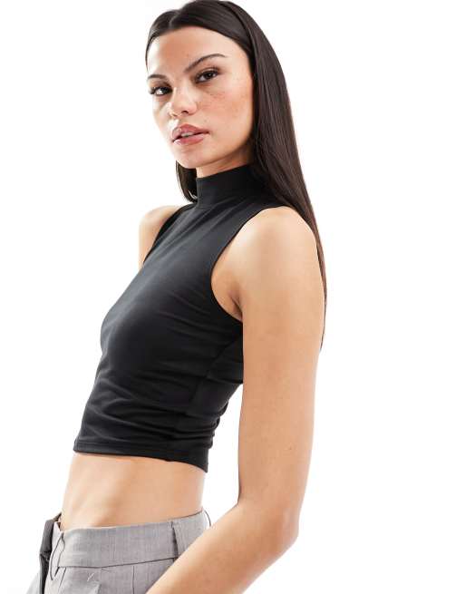Hollister - Top senza maniche senza cuciture nero con collo alto