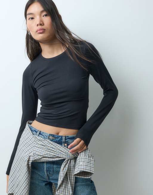 Hollister top sin costuras de manga larga en negro, 4 de 5