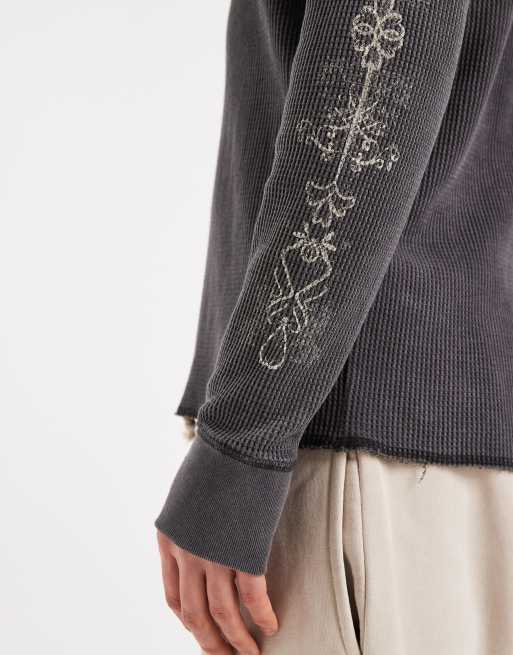 Hollister - Top termico a maniche lunghe antracite con grafica sulle maniche, 3 di 5