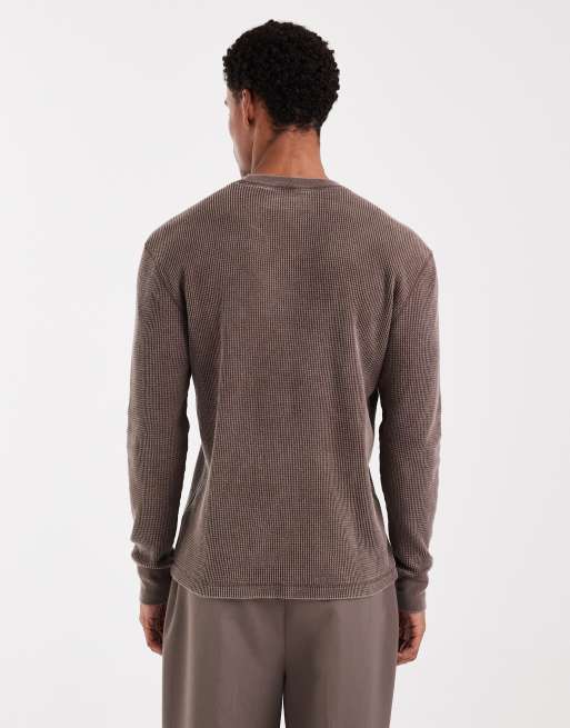 Hollister - Top termico girocollo a maniche lunghe marrone, 3 di 5