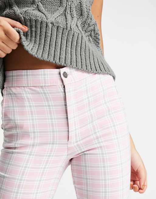 Hollister trousers in pink plaid