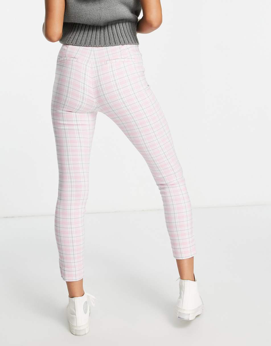 Hollister trousers in pink plaid 1