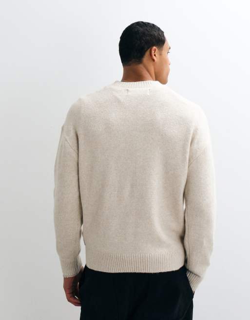 Hollister trui met ronde hals in crème, 2 van 5