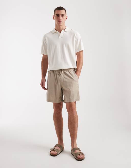 Hollister twill pull on shorts in sand, 2 of 5