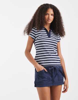 Hollister Twill Tie Up Mini Skort In Blue