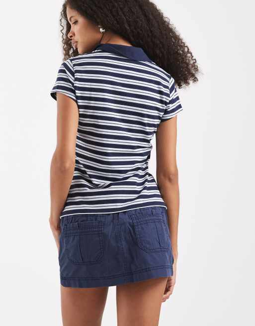 Hollister twill tie up mini skort in navy, 4 of 5