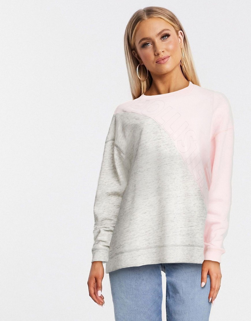 Hollister two tone sweat in grey and pink