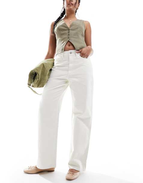 Hollister ultra high rise baggy jean in off white - view 1