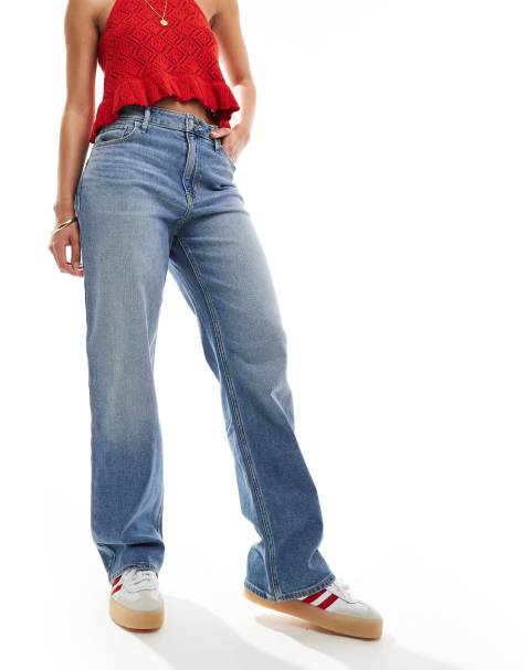 Hollister ultra high rise dad jean in mid blue - view 1