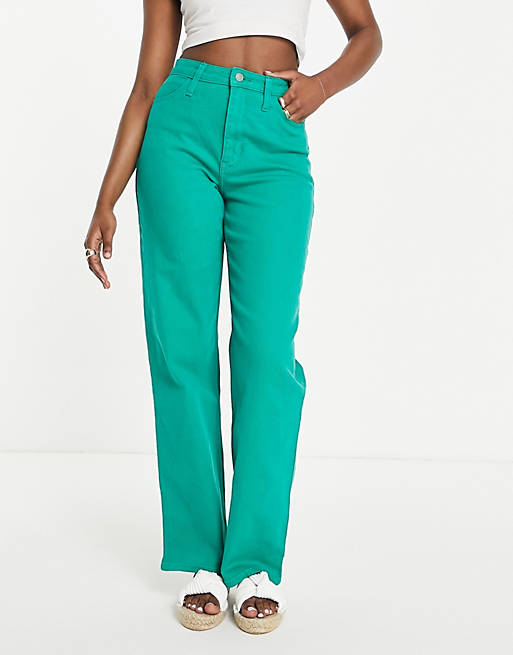 Hollister ultra high rise dad jeans in green 