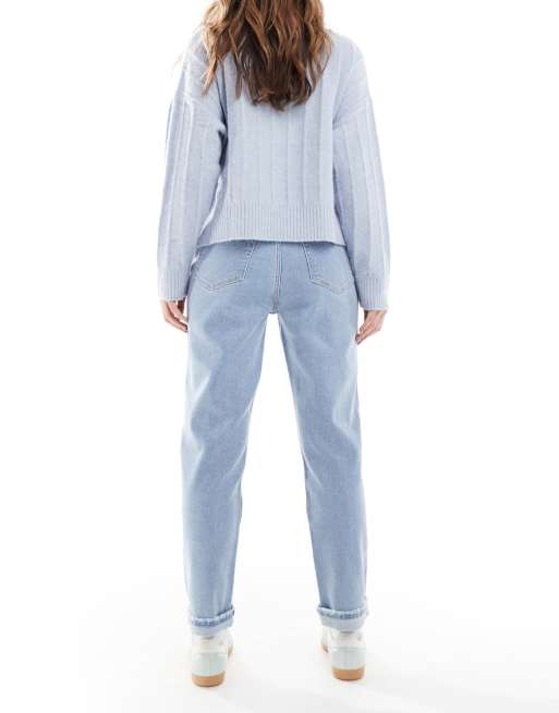 Hollister ultra high rise mom jeans in clean blue wash ASOS