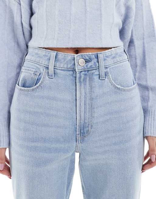 Hollister ultra high rise mom jeans in clean blue wash ASOS