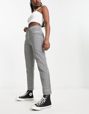 Hollister ultra high rise tapered trouser in black plaid - ASOS Price Checker