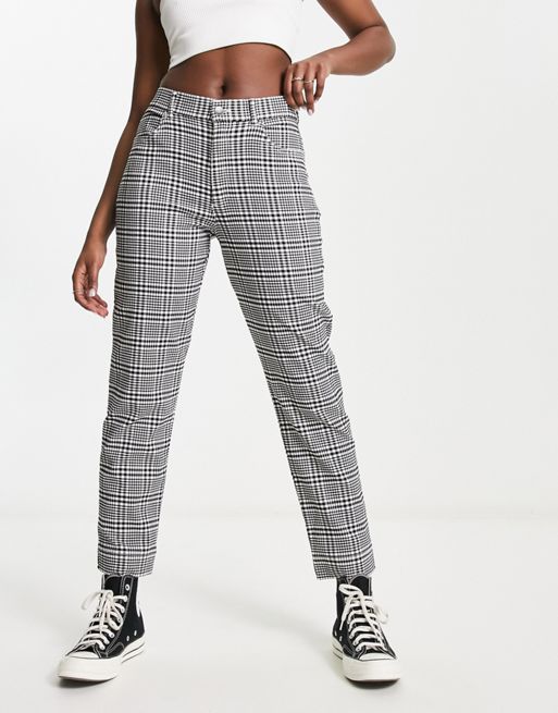 Hollister ultra high rise tapered trouser in black plaid
