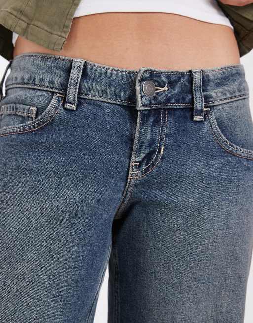 Hollister ultra lavtaljede jeans med brede ben i blå vask, 2 af 5