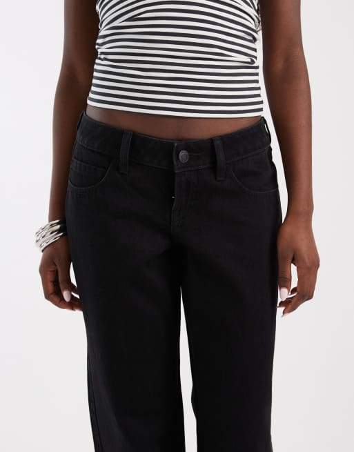 Hollister ultra low rise baggy jeans in black, 4 of 5