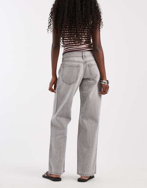 Hollister ultra low rise baggy jeans in light grey, 3 of 5