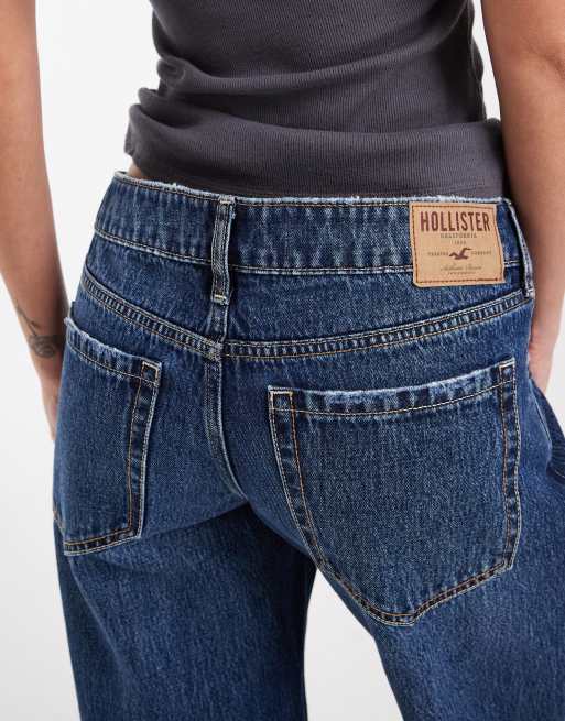Hollister ultra low rise baggy jeans in mid blue, 5 of 5