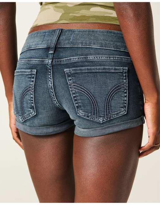 Hollister Ultra low-rise jean shortie shorts in dark, 3 of 4