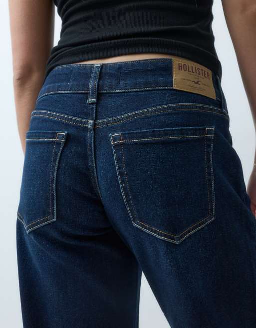 Hollister ultra low rise wide leg jeans in indigo blue, 5 of 5