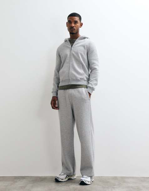 Hollister uncuffed baggy low rider sweatpants in light gray - view 1