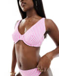 [Hollister] Hollister underwire bikini top in scrunch pink stripe (part of a set) S Pink Stripe