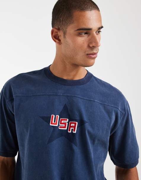 Hollister USA football inspired oversized t-shirt in navy - view 1