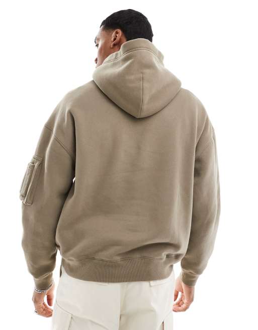 Hollister utility boxy hoodie in grey