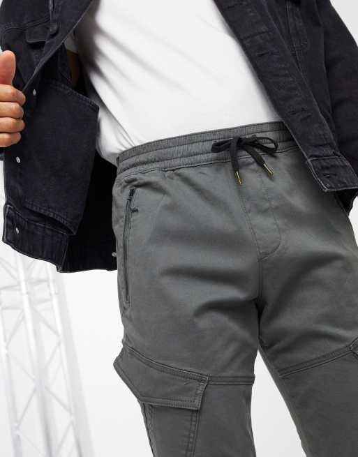 Hollister Twill 4-pocket Cargo Joggers in Black for Men