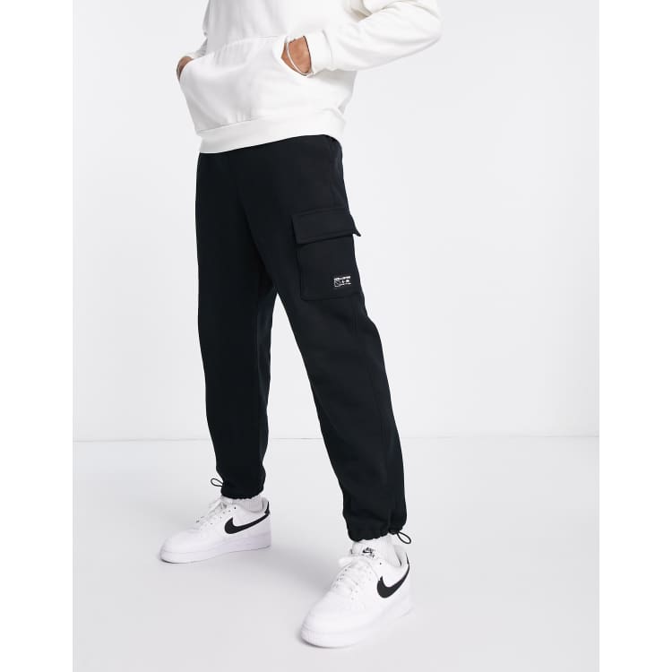Hollister utility leg logo loose joggers in black ASOS