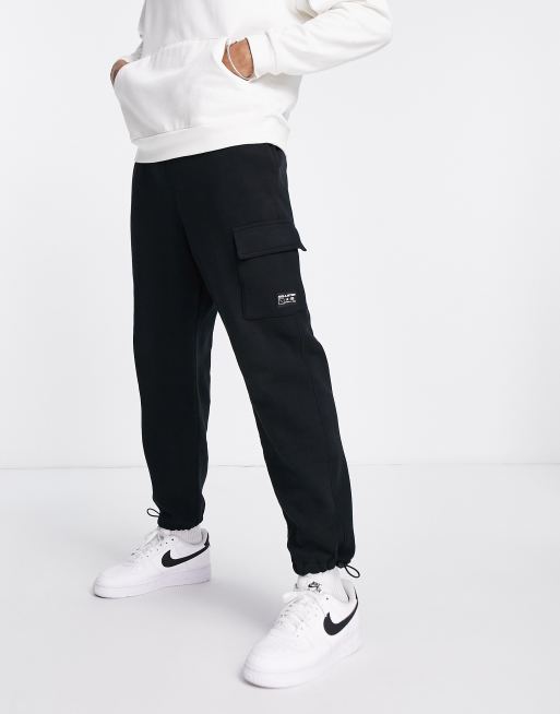Hollister utility leg logo loose joggers in black