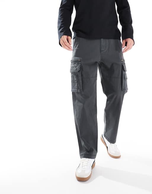 Hollister utility loose cargo trouser in black
