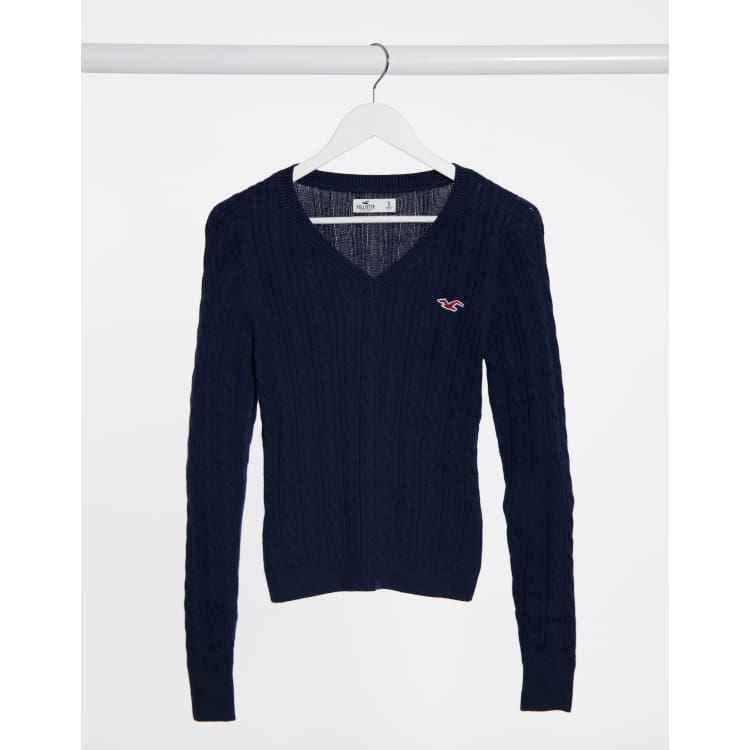 Hollister navy blue clearance sweater