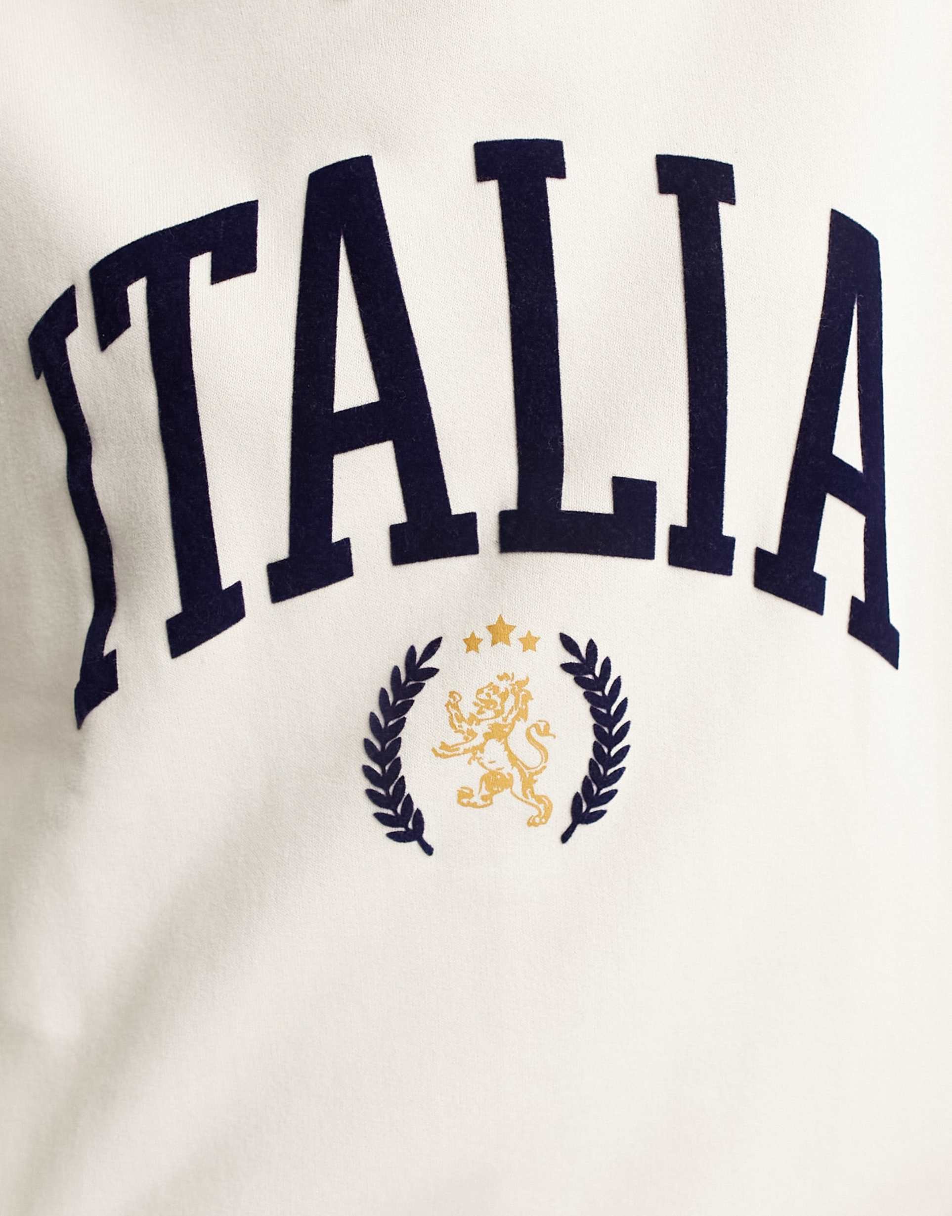 Hollister v neck italia sporty jumper in cream view 4