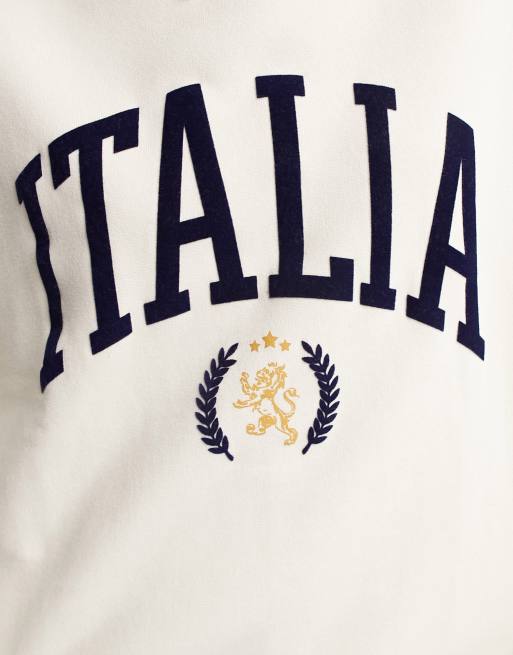 Hollister v neck italia sporty jumper in cream