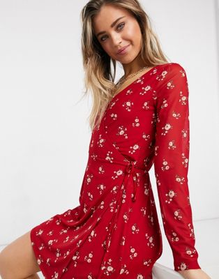 hollister red floral dress