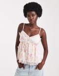 [Hollister] Hollister v neck spaghetti strap flowy femme top in pink floral XL PINK