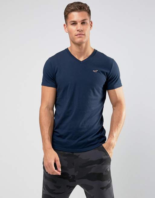 Hollister navy t shirt cheap