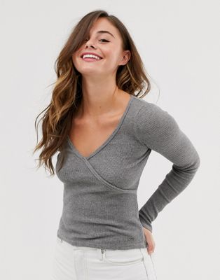 Hollister v-neck top with wrap front | ASOS