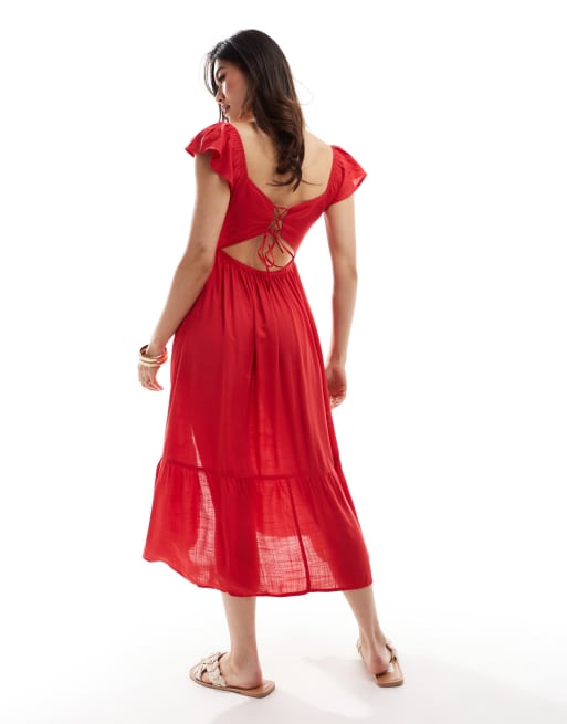 Hollister red lace dress clearance