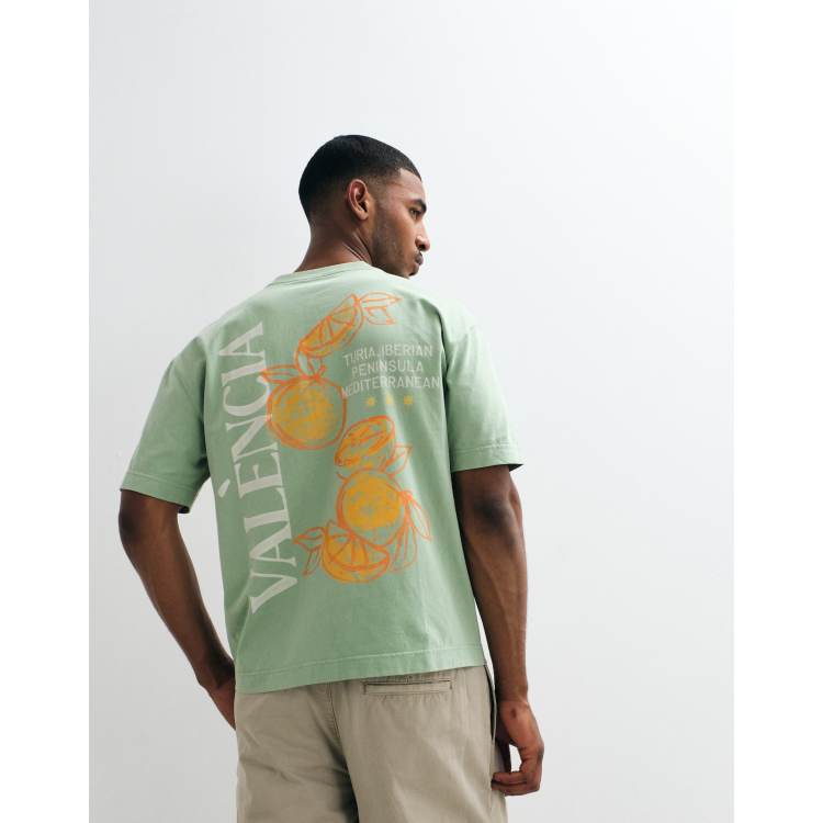 Hollister Valencia back graphic boxy t-shirt in green | ASOS