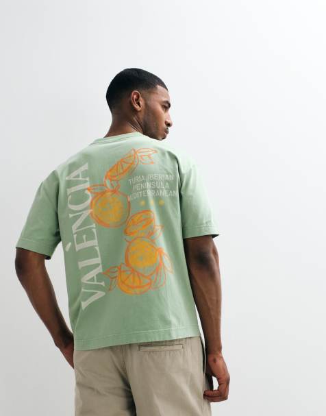 Hollister - Valencia - Grøn T-shirt med grafik på ryggen og firkantet pasform - view 1