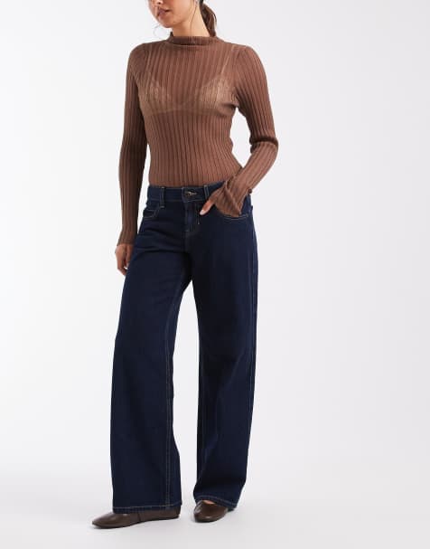 Hollister - vaqueros baggy ajustables en azul índigo - view 1