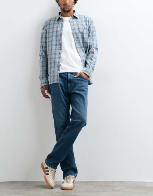 Hollister - vaqueros slim straight fit en lavado azul oscuro, 1 de 5