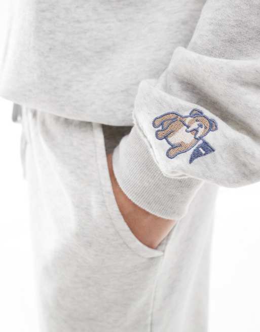 Hollister varsity crewneck sweatshirt co-ord in grey, 3 of 4