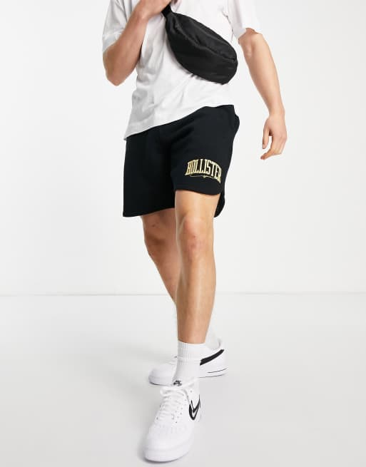 Hollister varsity logo sweat shorts in black , 3 of 4