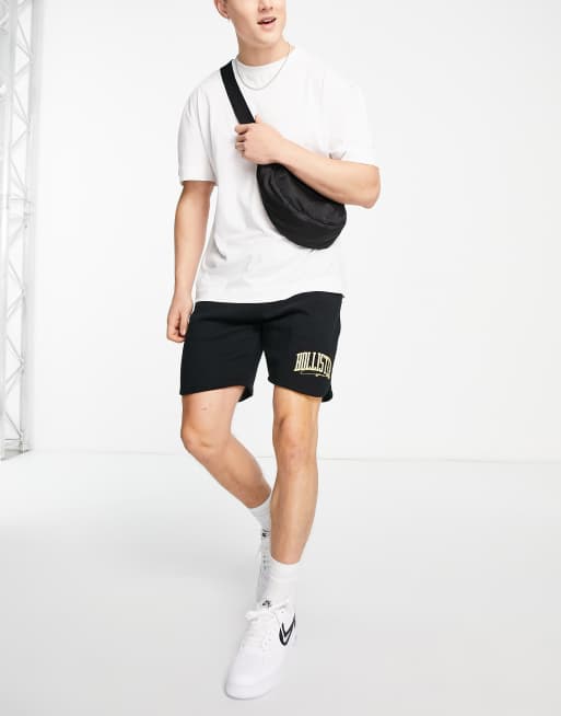 Hollister varsity logo sweat shorts in black , 4 of 4