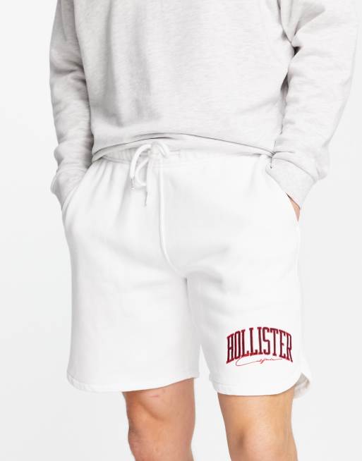 Hollister varsity logo sweat shorts in white