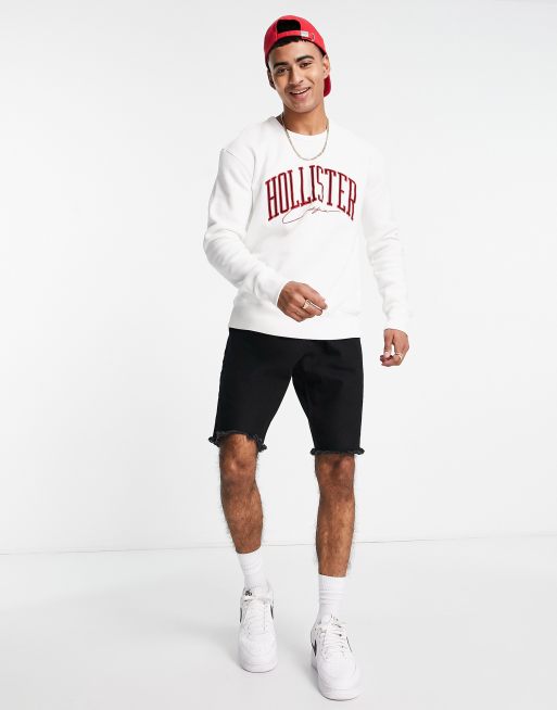 Hollister varsity logo sweatshirt in white, 4 of 4