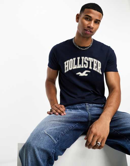 Hollister varsity logo t-shirt in navy | ASOS